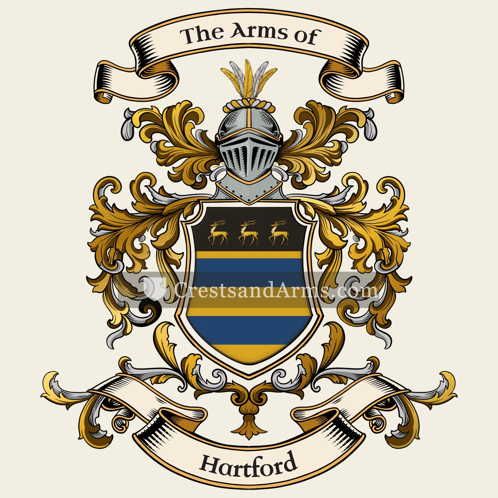 The Hartford coat of arms, drawn from the recorded blazon