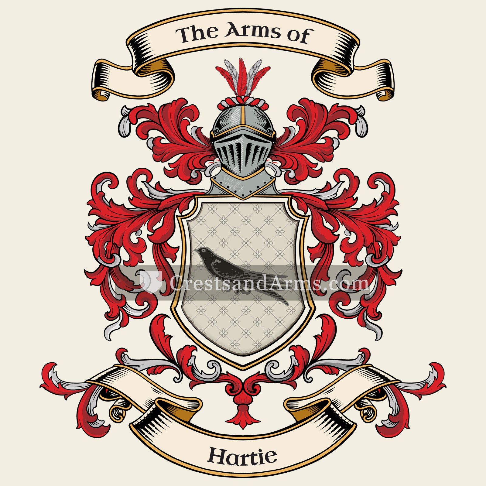 The Hartie coat of arms, drawn from the recorded blazon