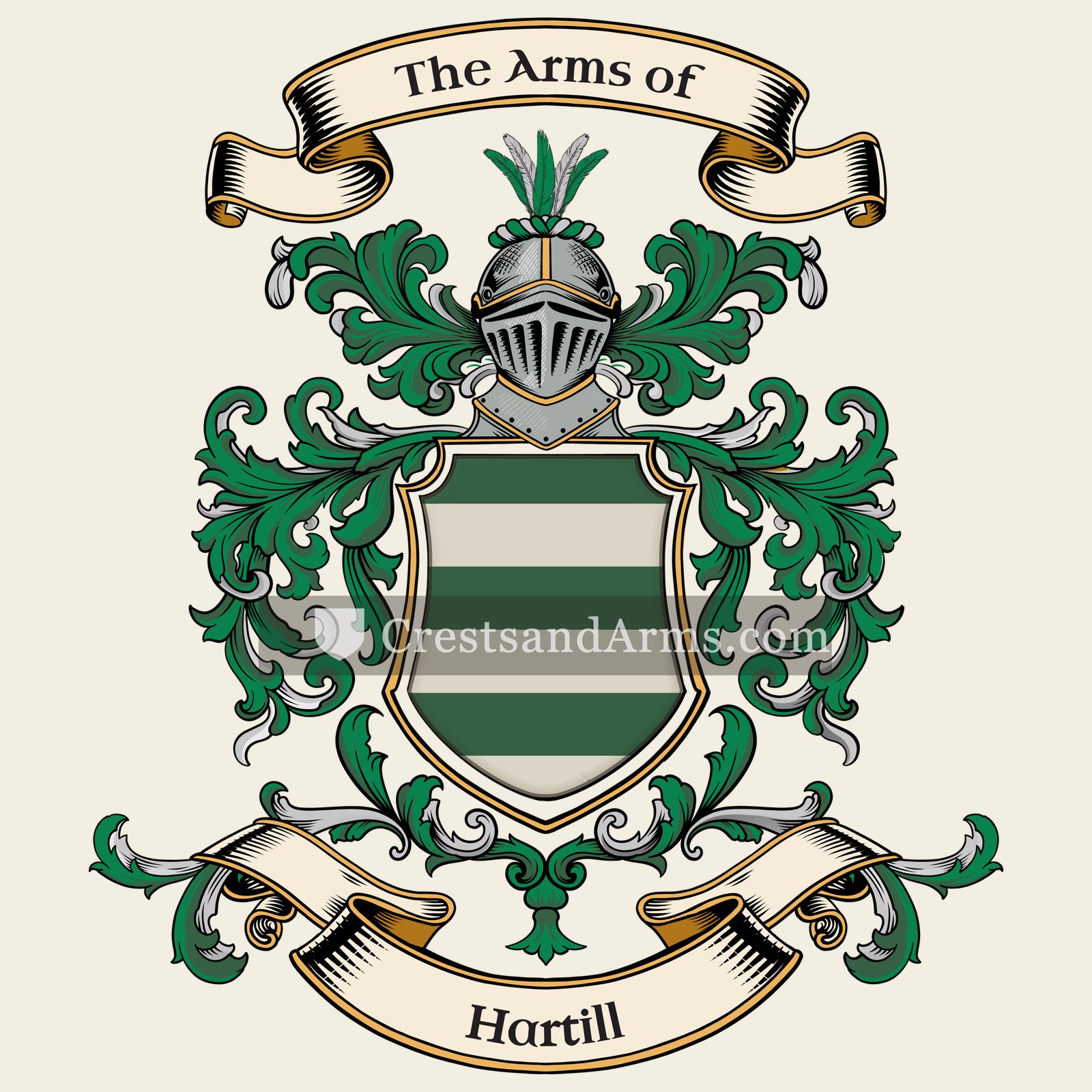The Hartill coat of arms, drawn from the recorded blazon