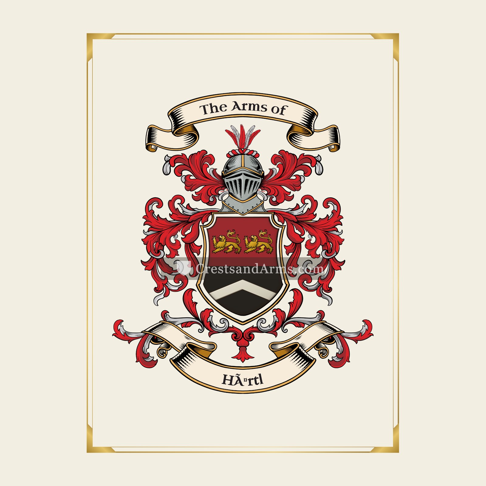 With gold border