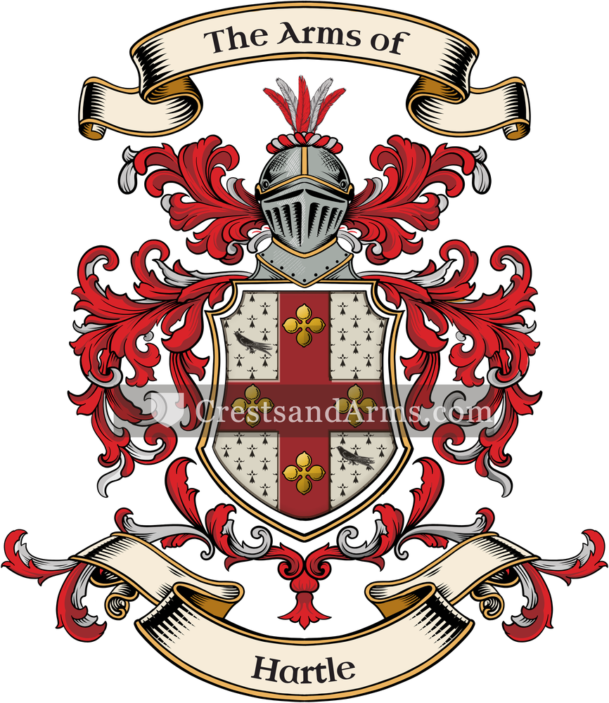The Hartle coat of arms, drawn from the recorded blazon