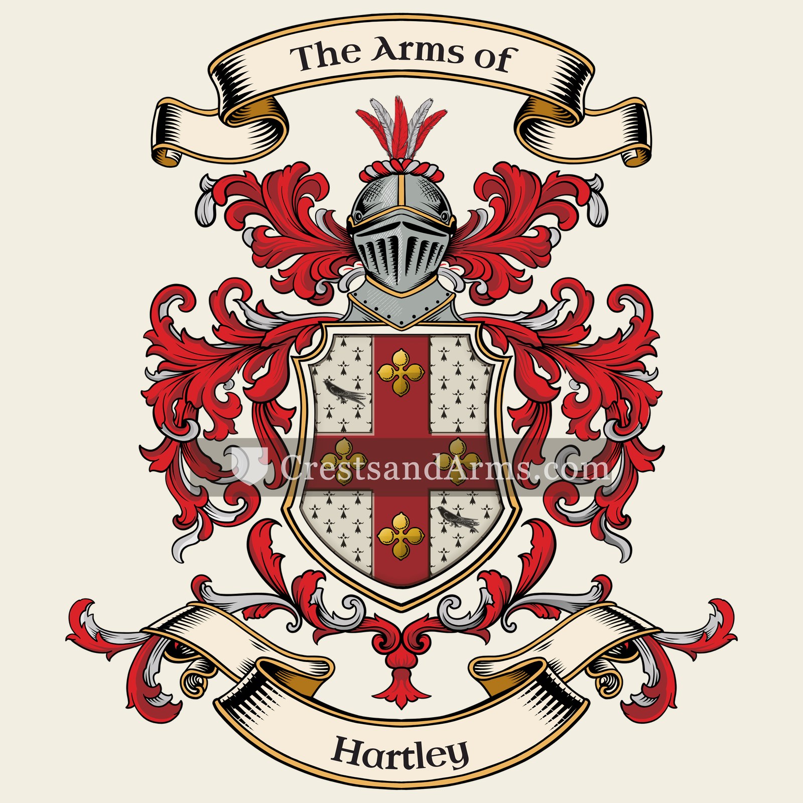 The Hartley coat of arms, drawn from the recorded blazon