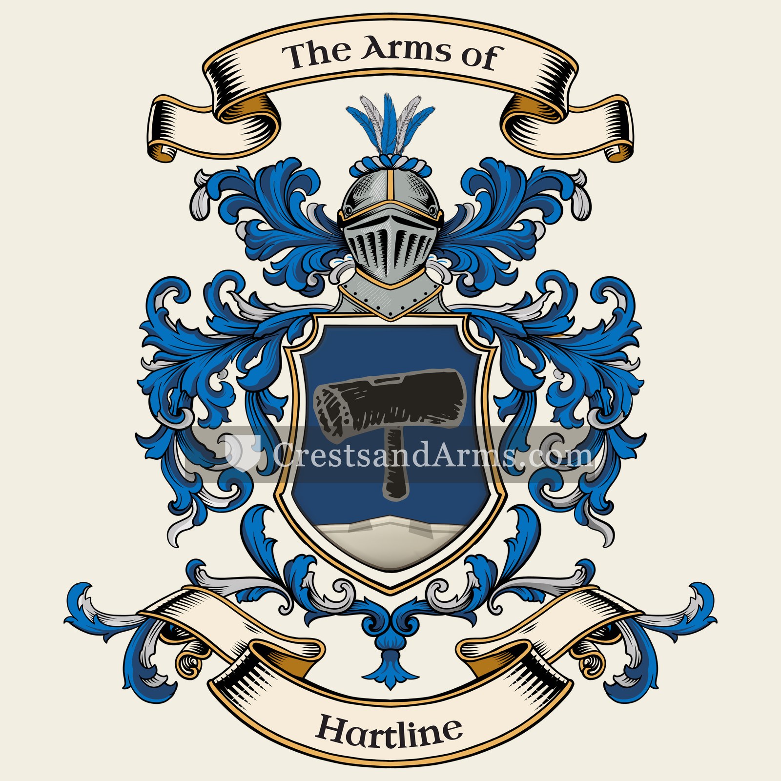 The Hartline coat of arms, drawn from the recorded blazon