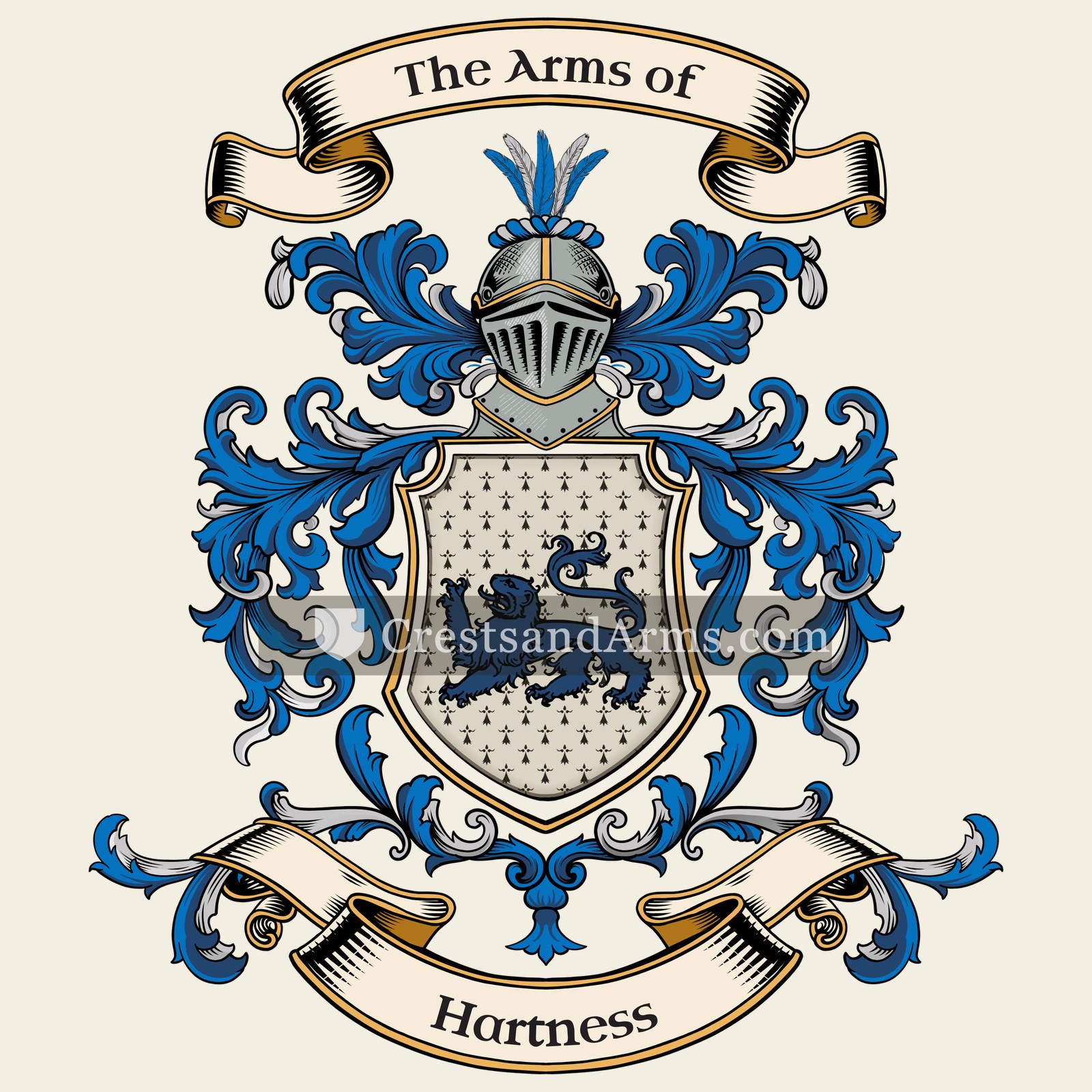 The Hartness coat of arms, drawn from the recorded blazon