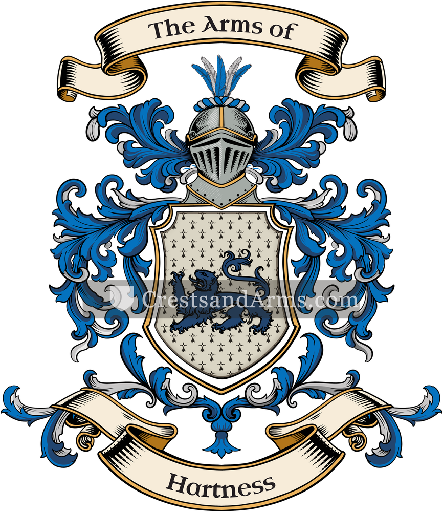 The Hartness coat of arms, drawn from the recorded blazon