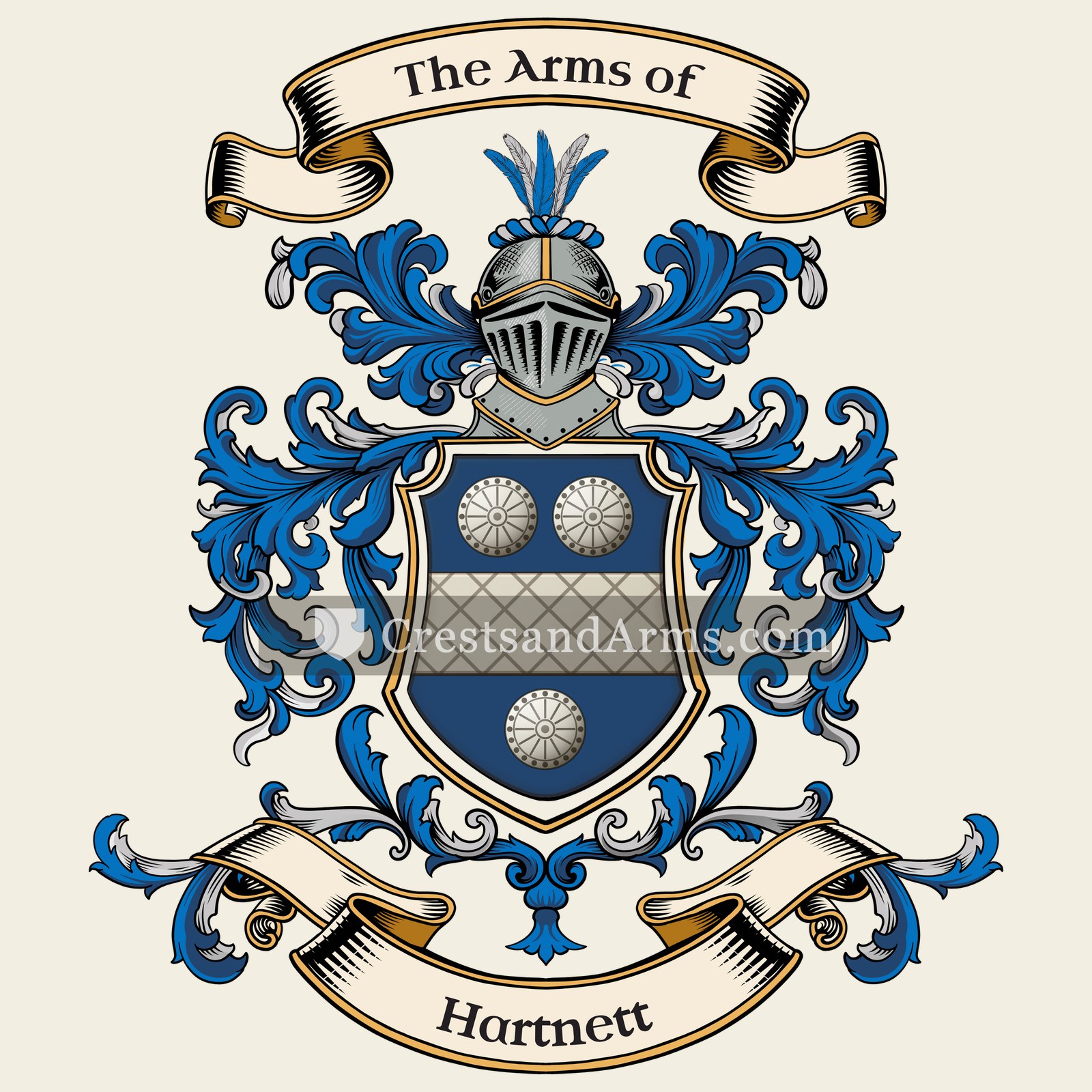 The Hartnett coat of arms, drawn from the recorded blazon