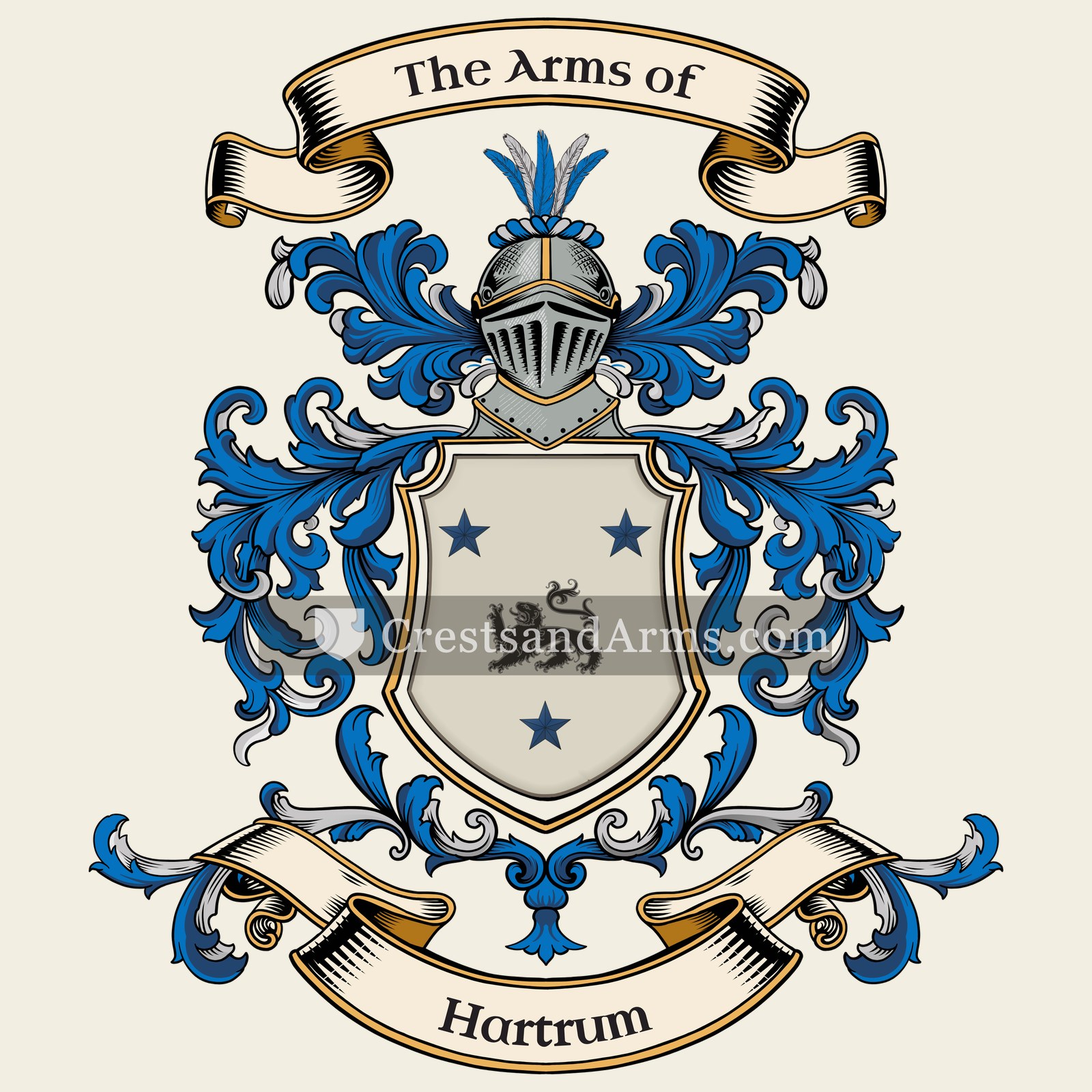The Hartrum coat of arms, drawn from the recorded blazon
