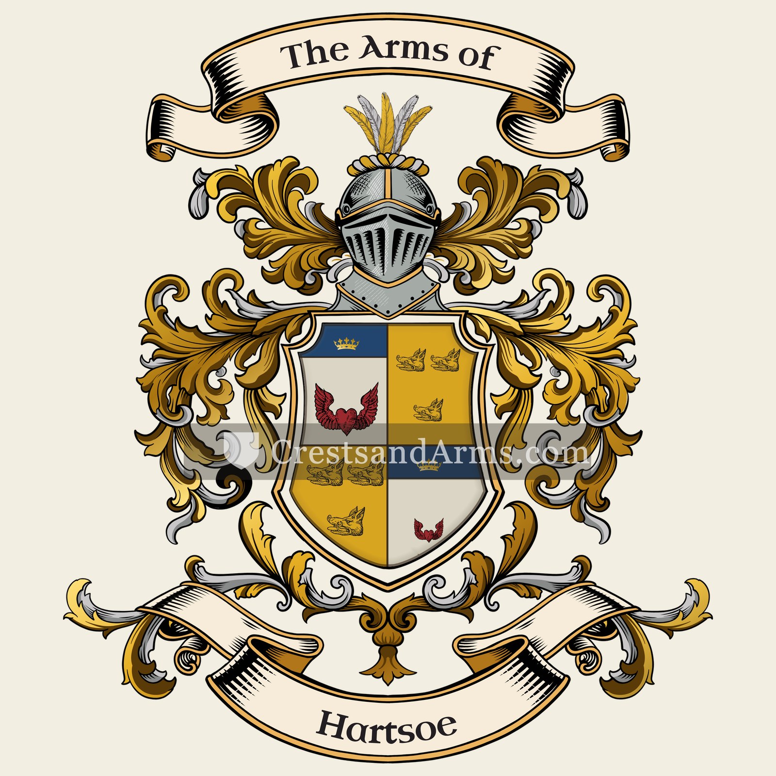 The Hartsoe coat of arms, drawn from the recorded blazon