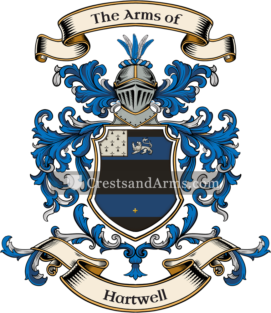 The Hartwell coat of arms, drawn from the recorded blazon