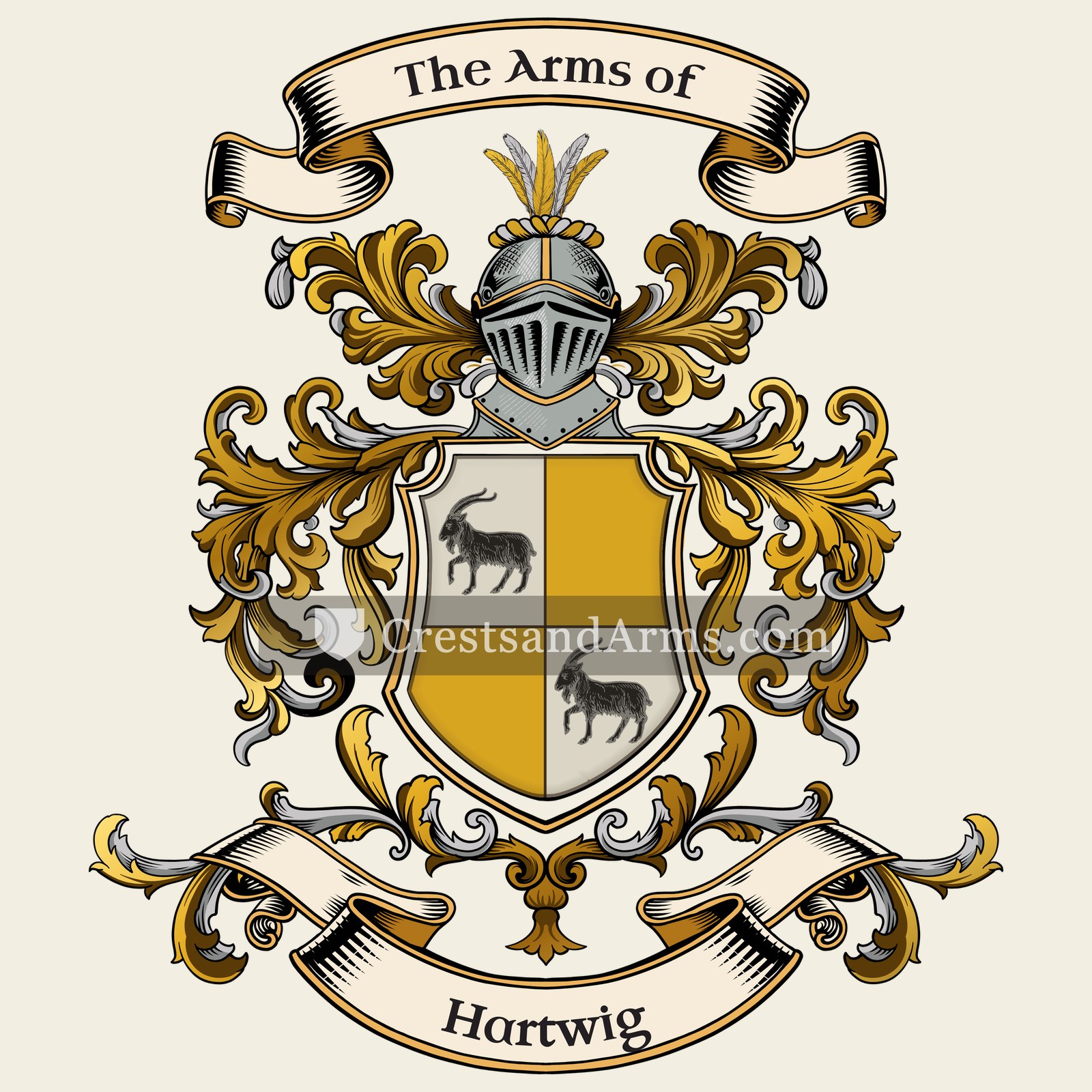 The Hartwig coat of arms, drawn from the recorded blazon
