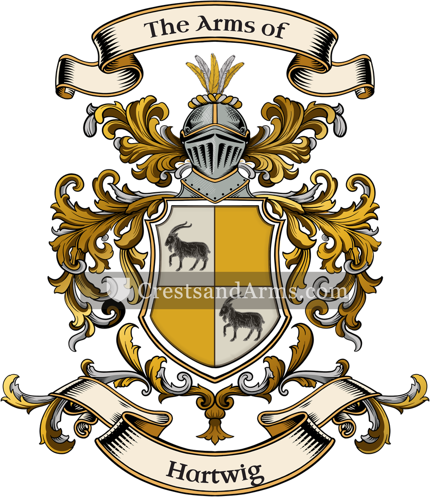 The Hartwig coat of arms, drawn from the recorded blazon