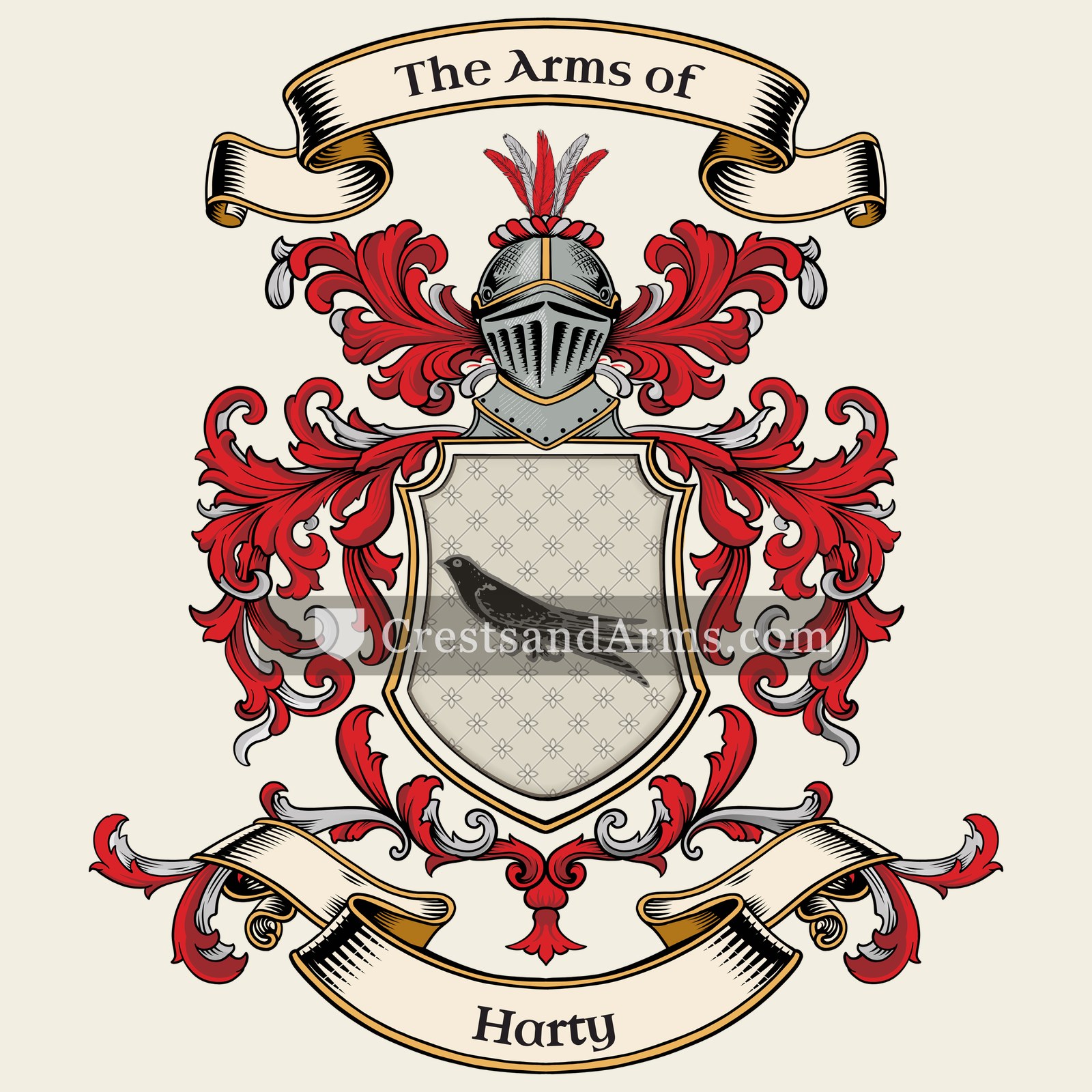 The Harty coat of arms, drawn from the recorded blazon