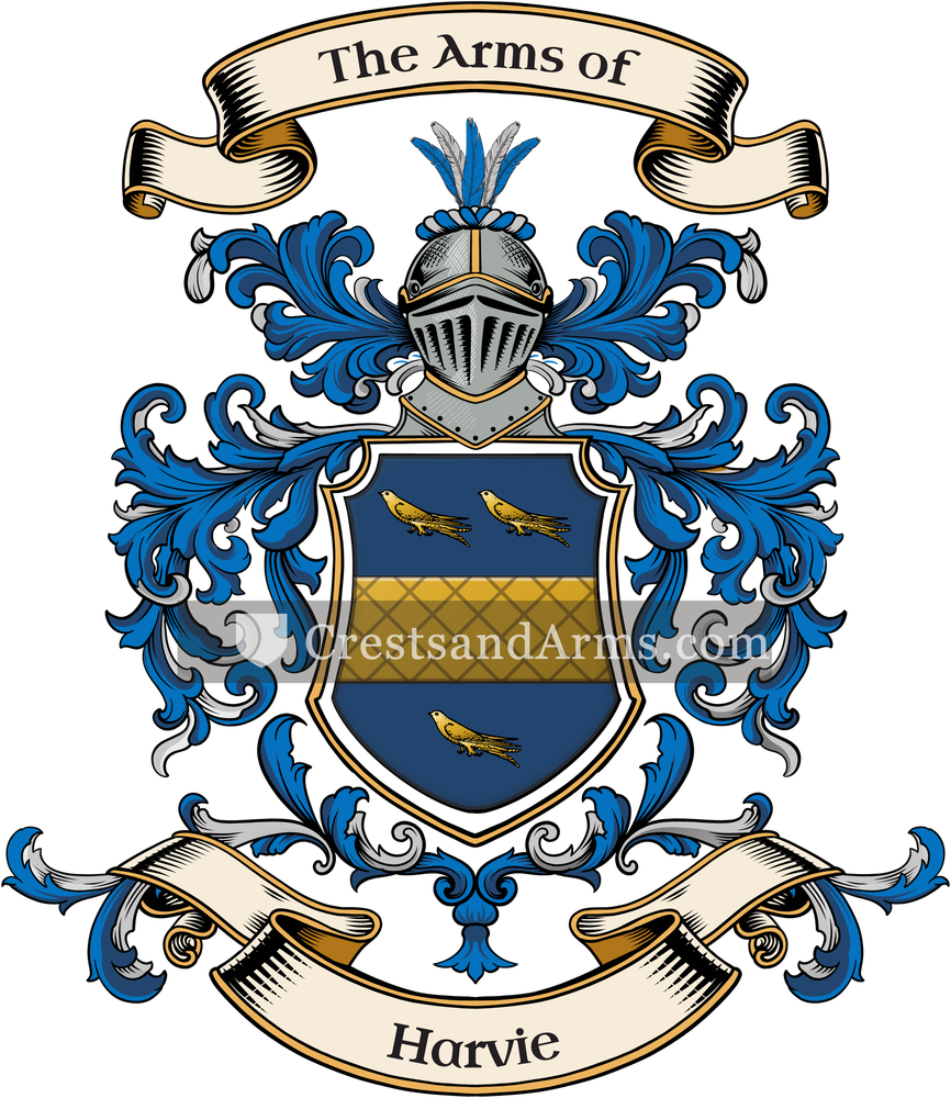 The Harvie coat of arms, drawn from the recorded blazon