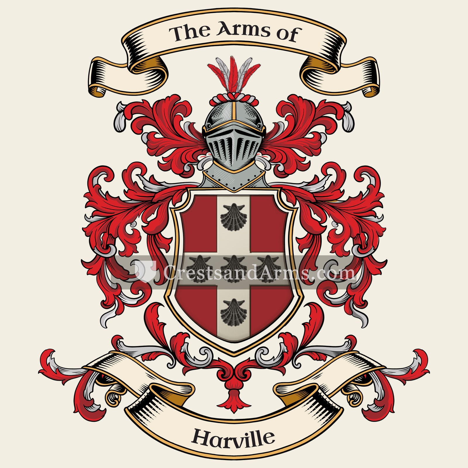 The Harville coat of arms, drawn from the recorded blazon