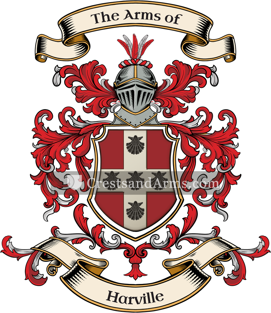 The Harville coat of arms, drawn from the recorded blazon