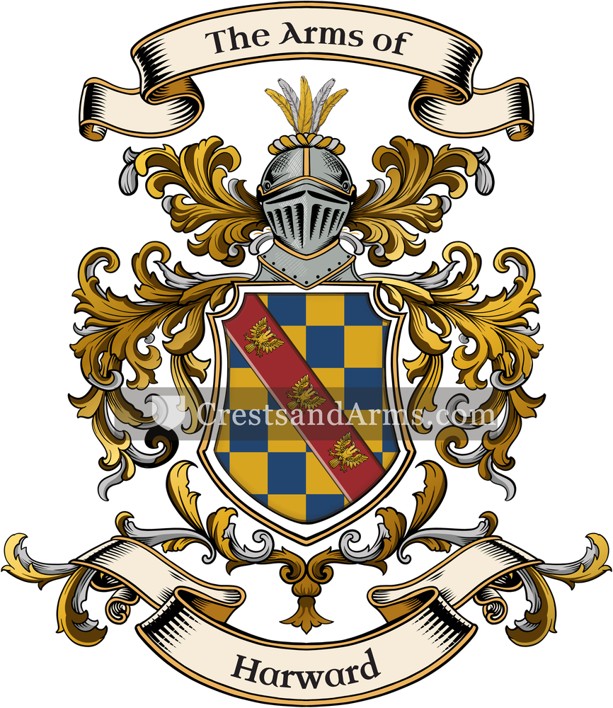 The Harward coat of arms, drawn from the recorded blazon