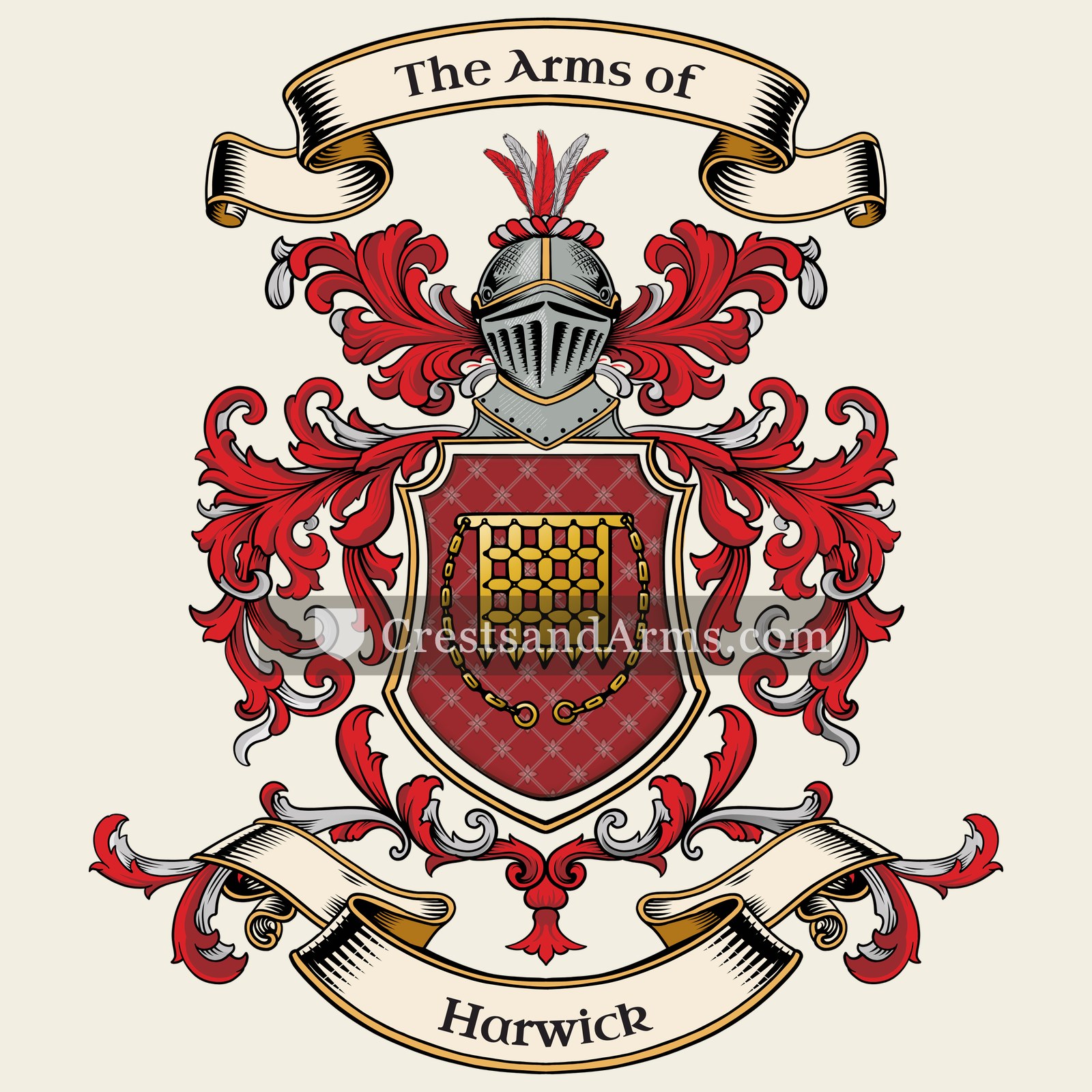 The Harwick coat of arms, drawn from the recorded blazon