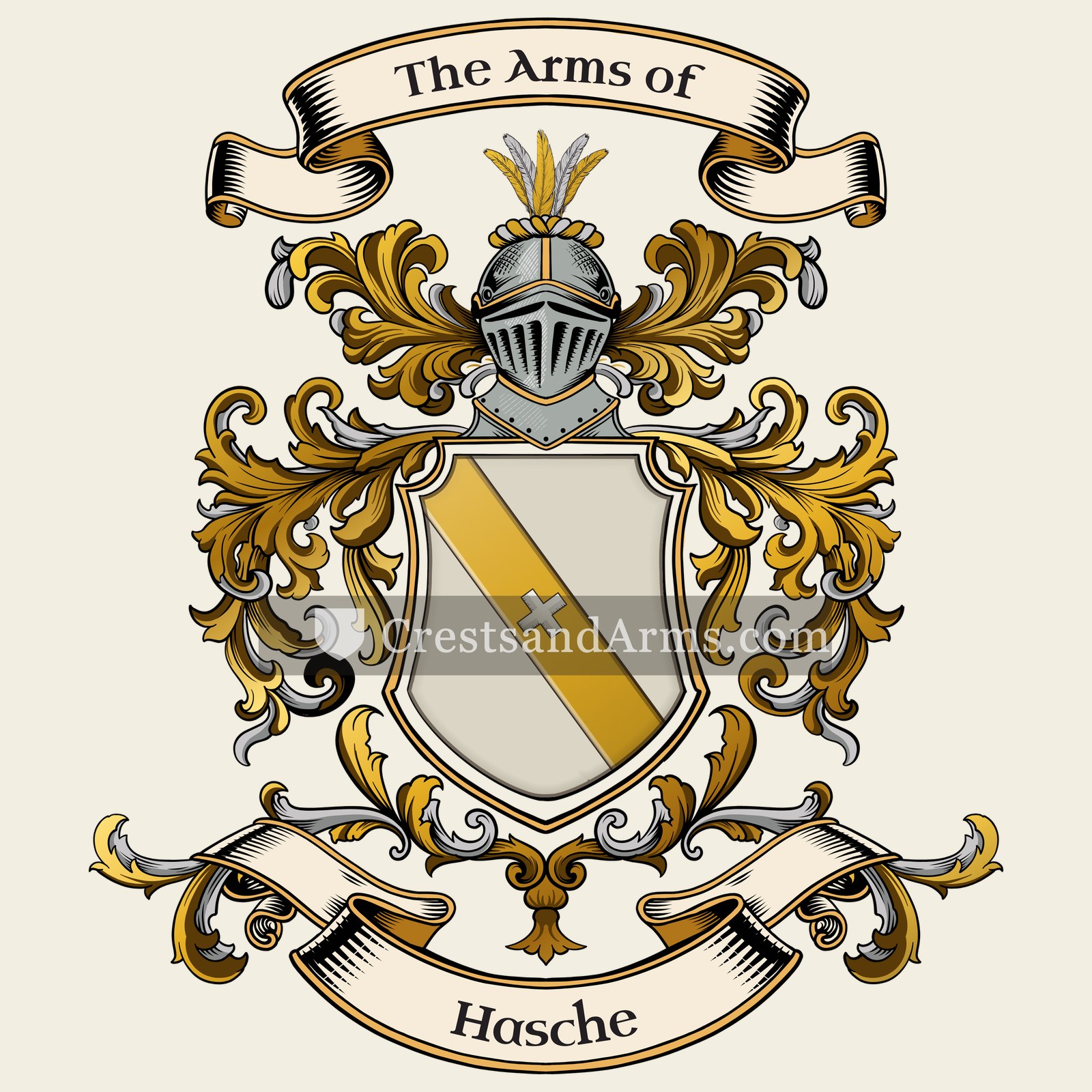 The Hasche coat of arms, drawn from the recorded blazon
