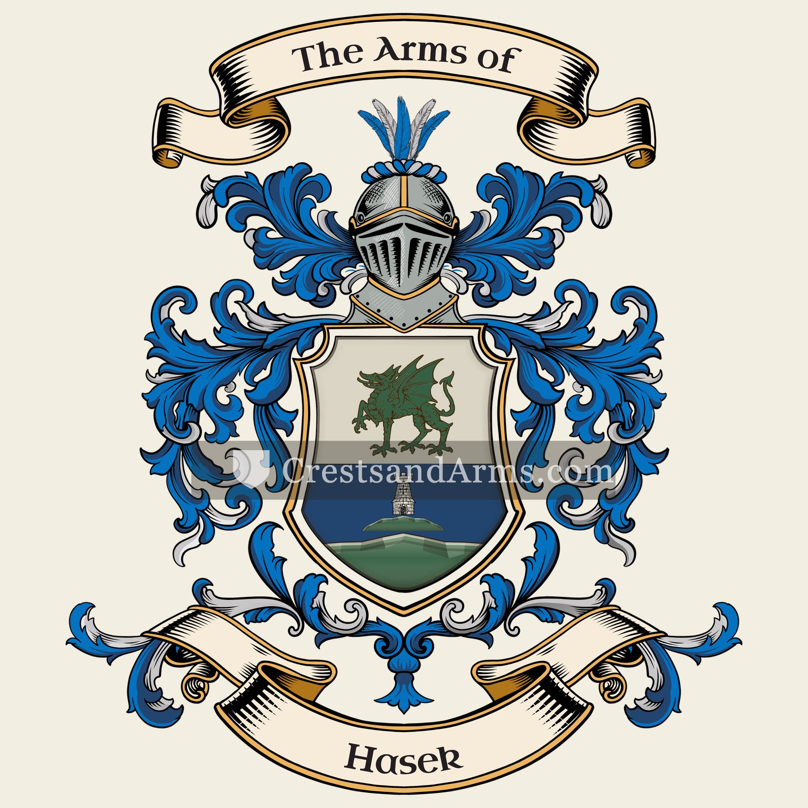 The Hasek coat of arms, drawn from the recorded blazon
