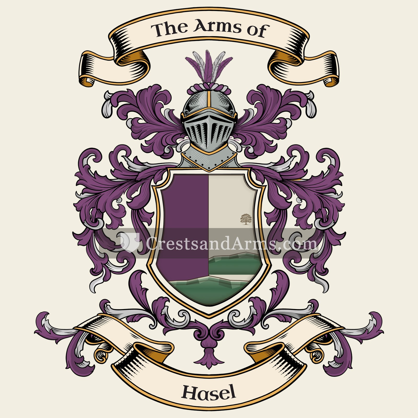 The Hasel coat of arms, drawn from the recorded blazon
