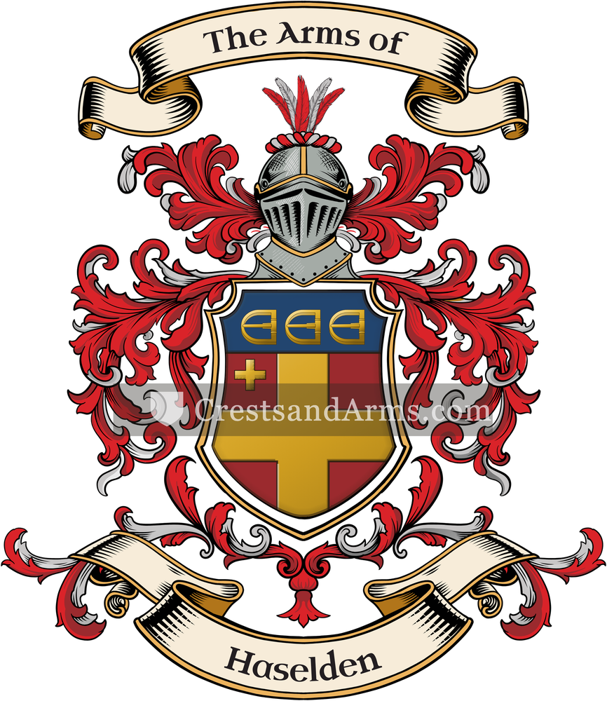 The Haselden coat of arms, drawn from the recorded blazon