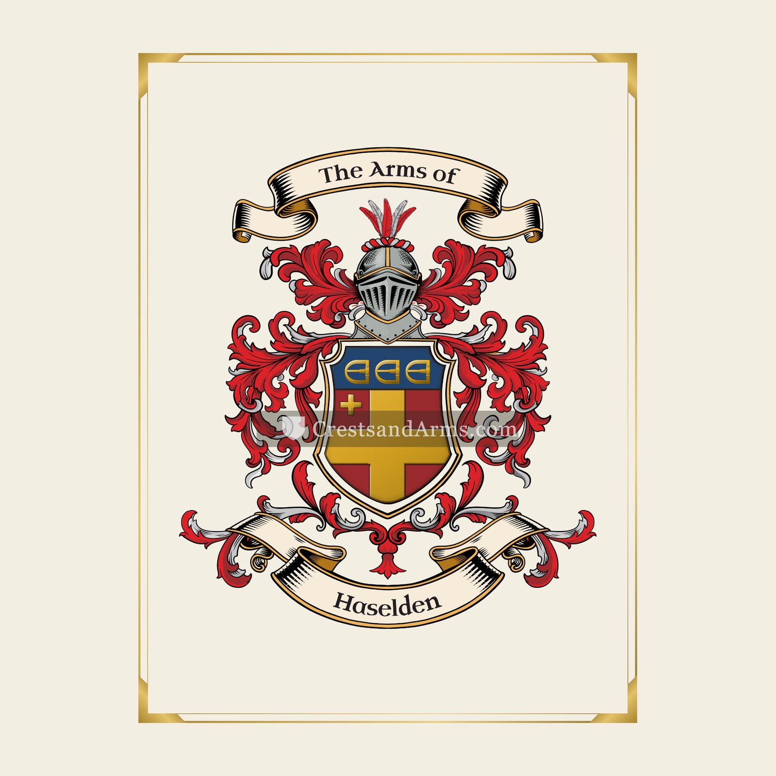 With gold border