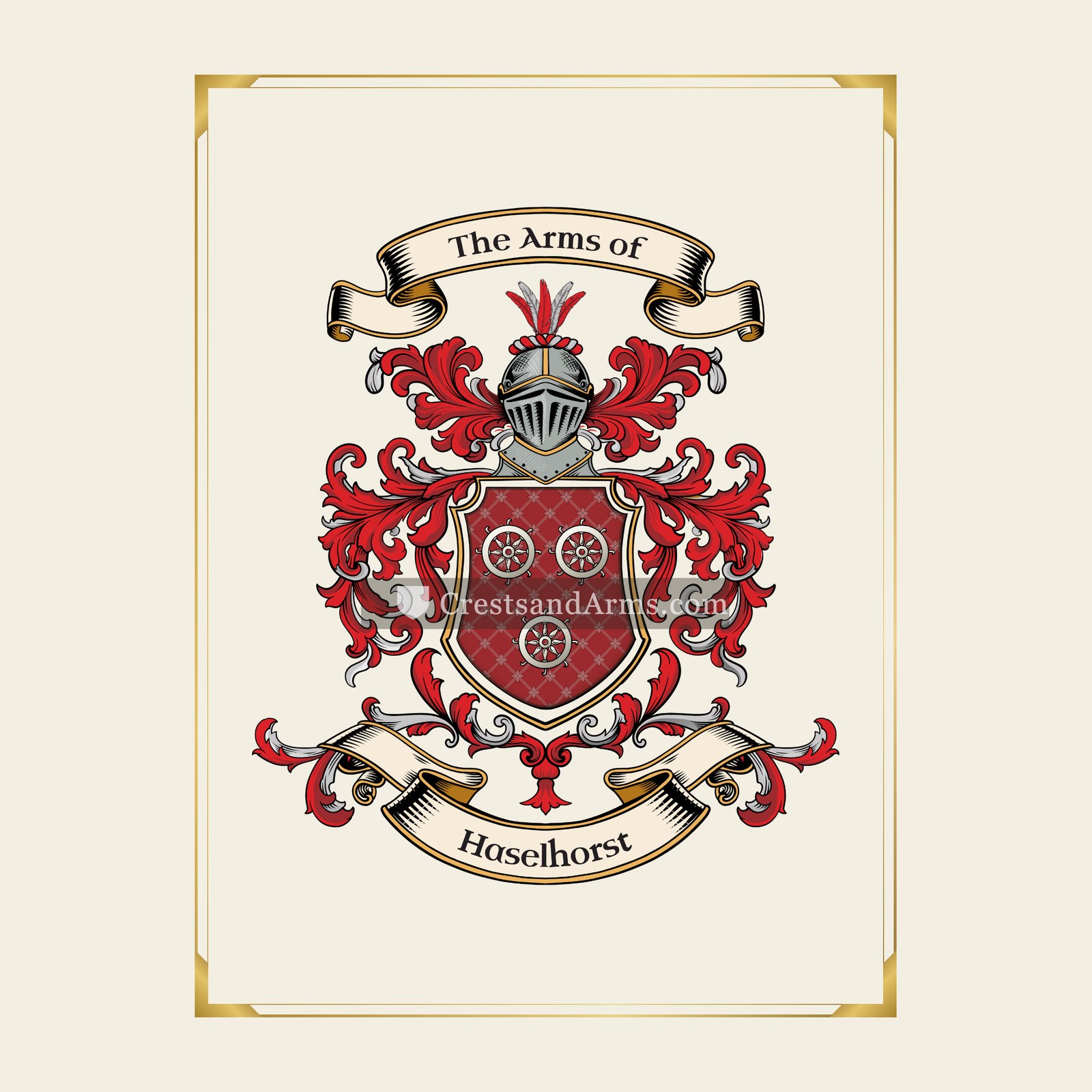 With gold border