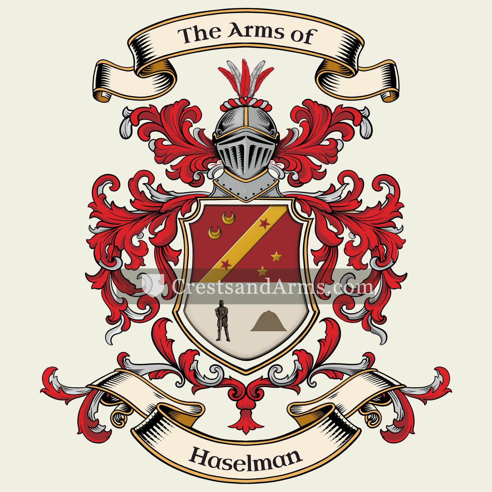 The Haselman coat of arms, drawn from the recorded blazon