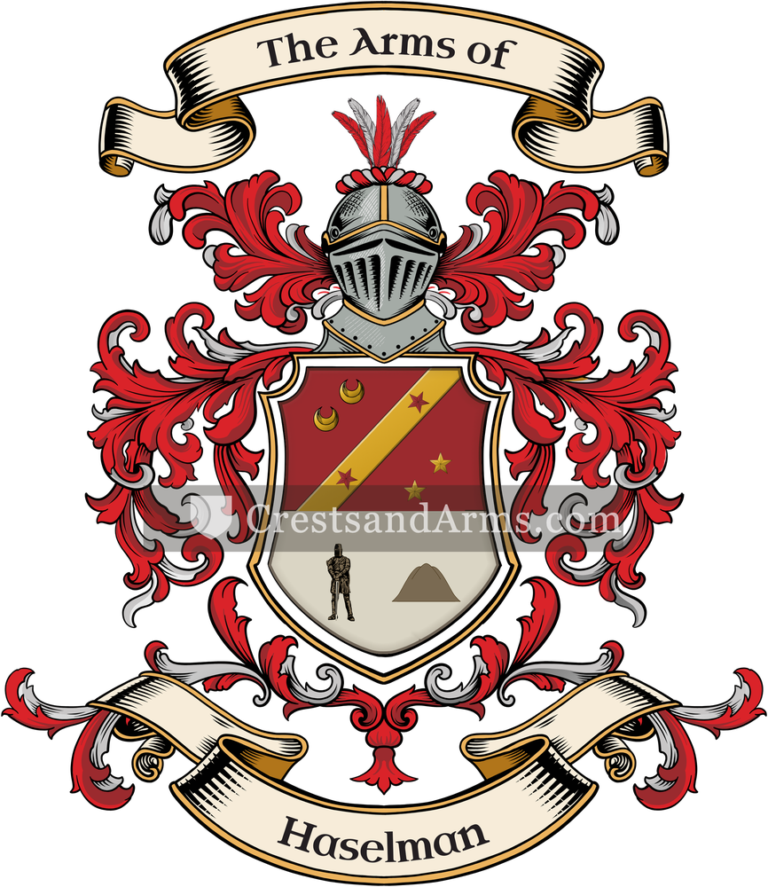 The Haselman coat of arms, drawn from the recorded blazon