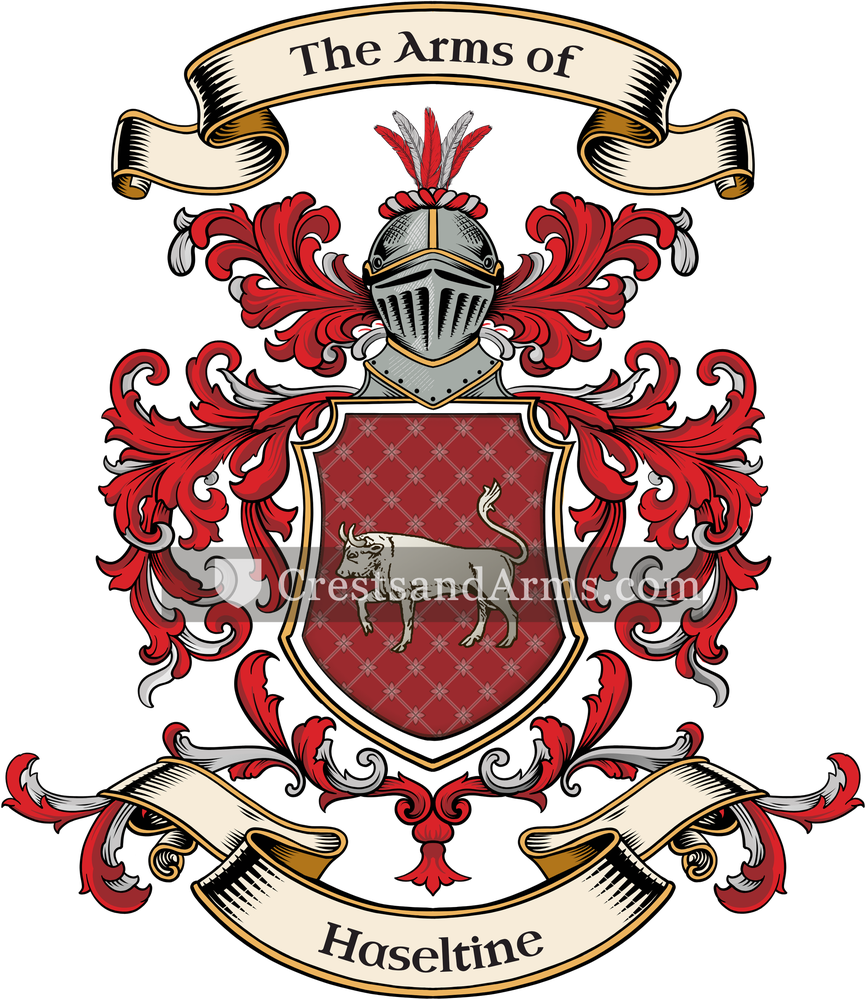 The Haseltine coat of arms, drawn from the recorded blazon