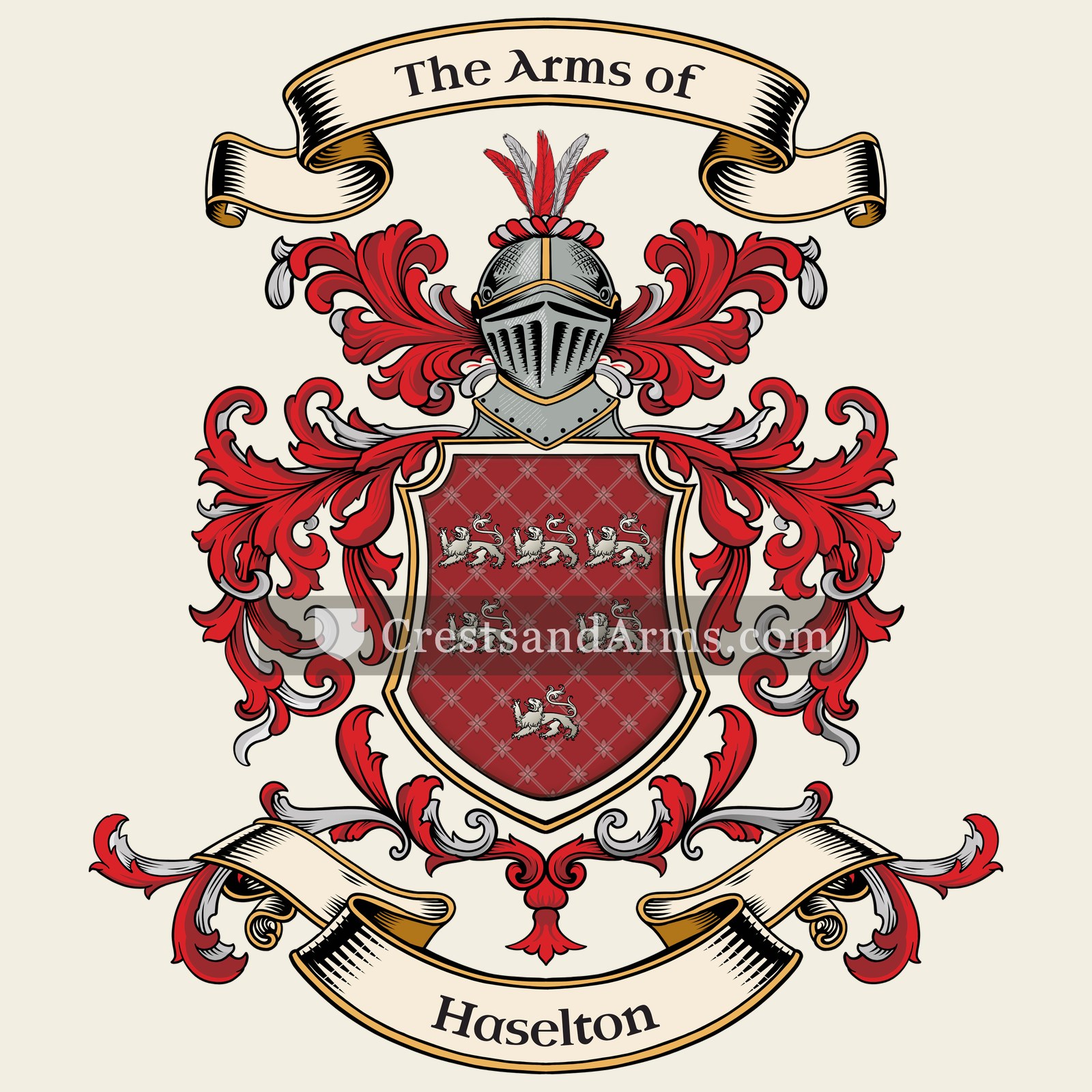 The Haselton coat of arms, drawn from the recorded blazon