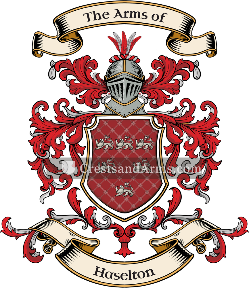 The Haselton coat of arms, drawn from the recorded blazon
