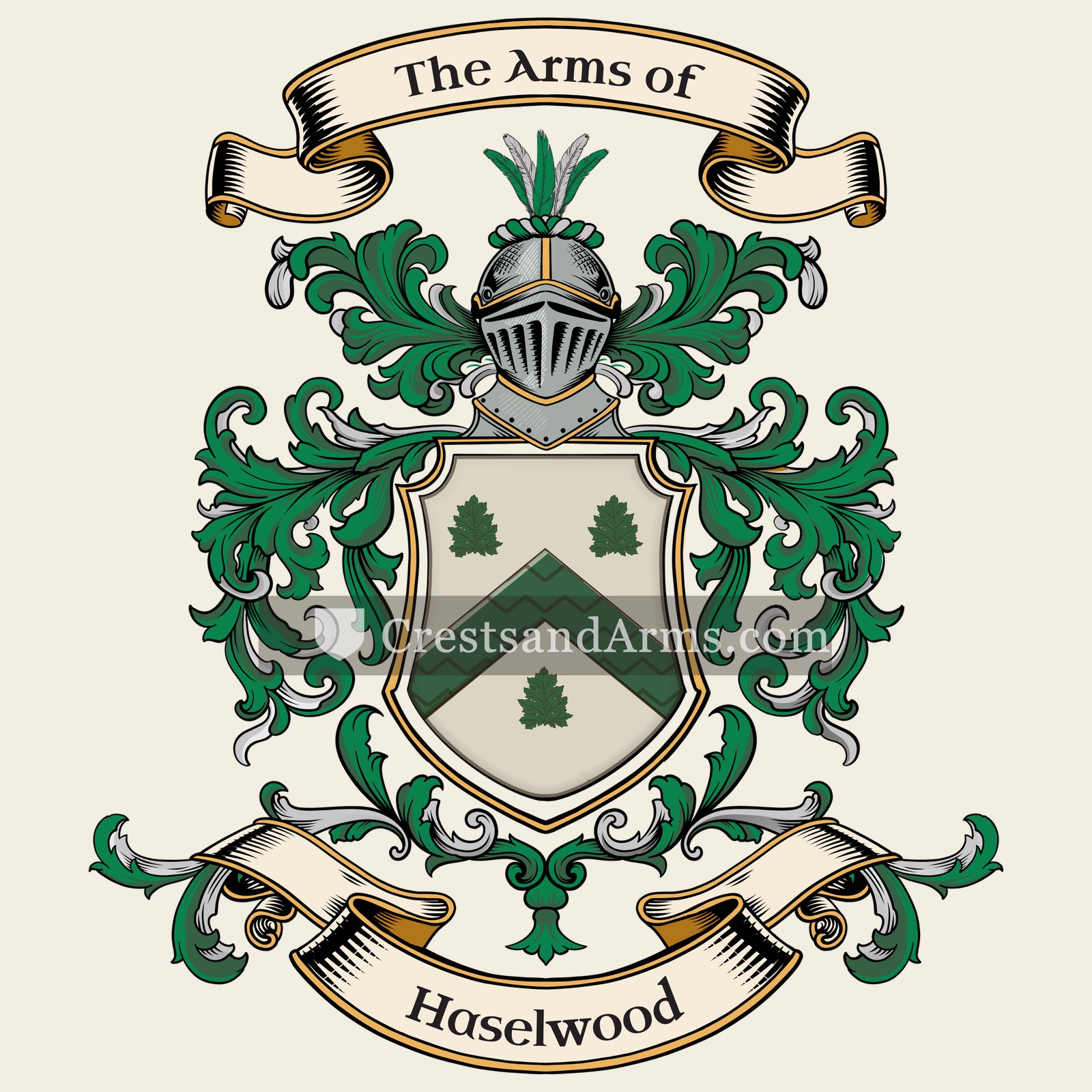 The Haselwood coat of arms, drawn from the recorded blazon