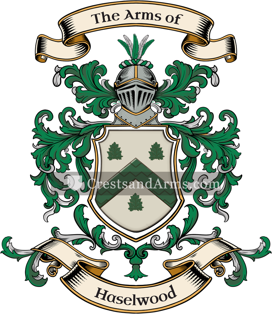 The Haselwood coat of arms, drawn from the recorded blazon