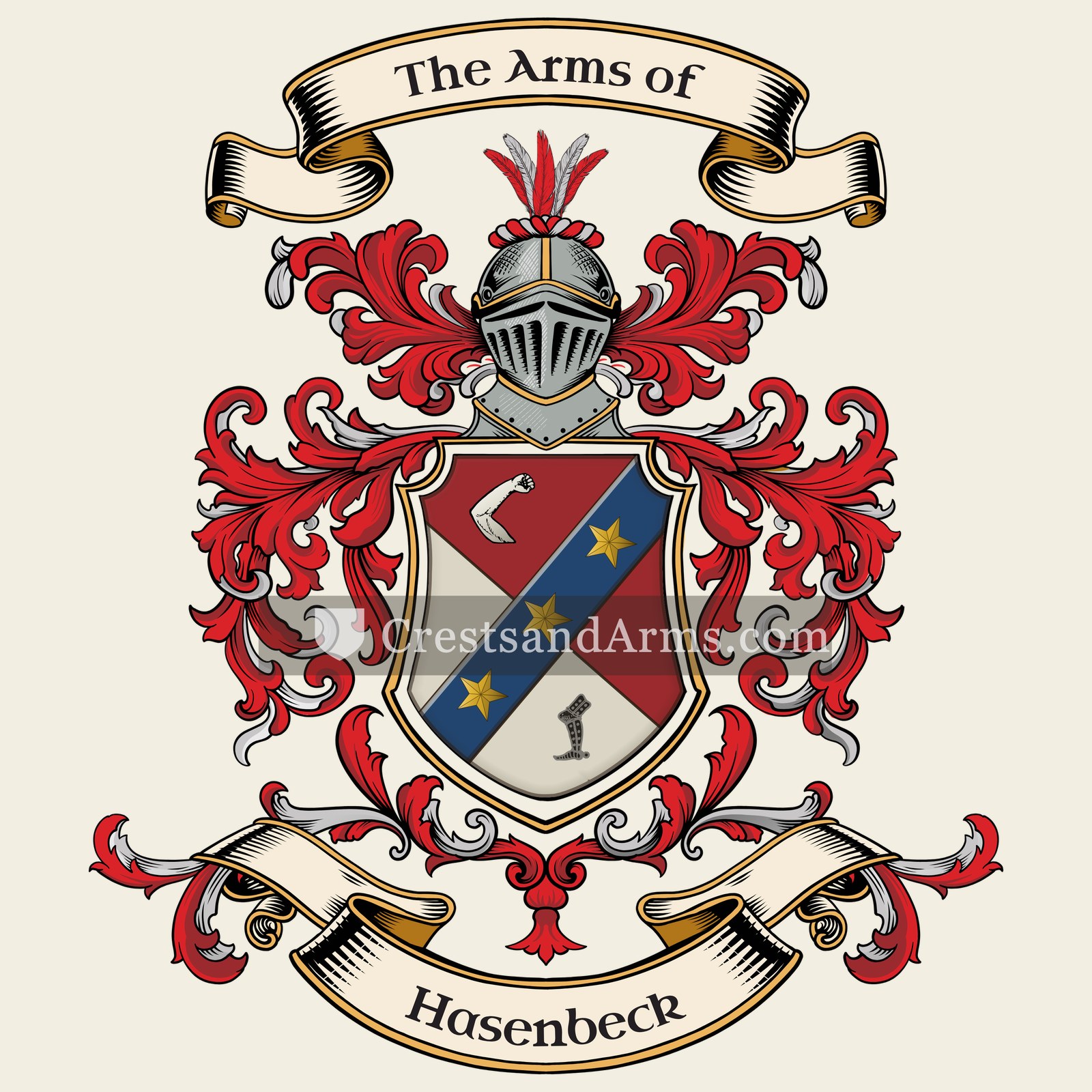 The Hasenbeck coat of arms, drawn from the recorded blazon