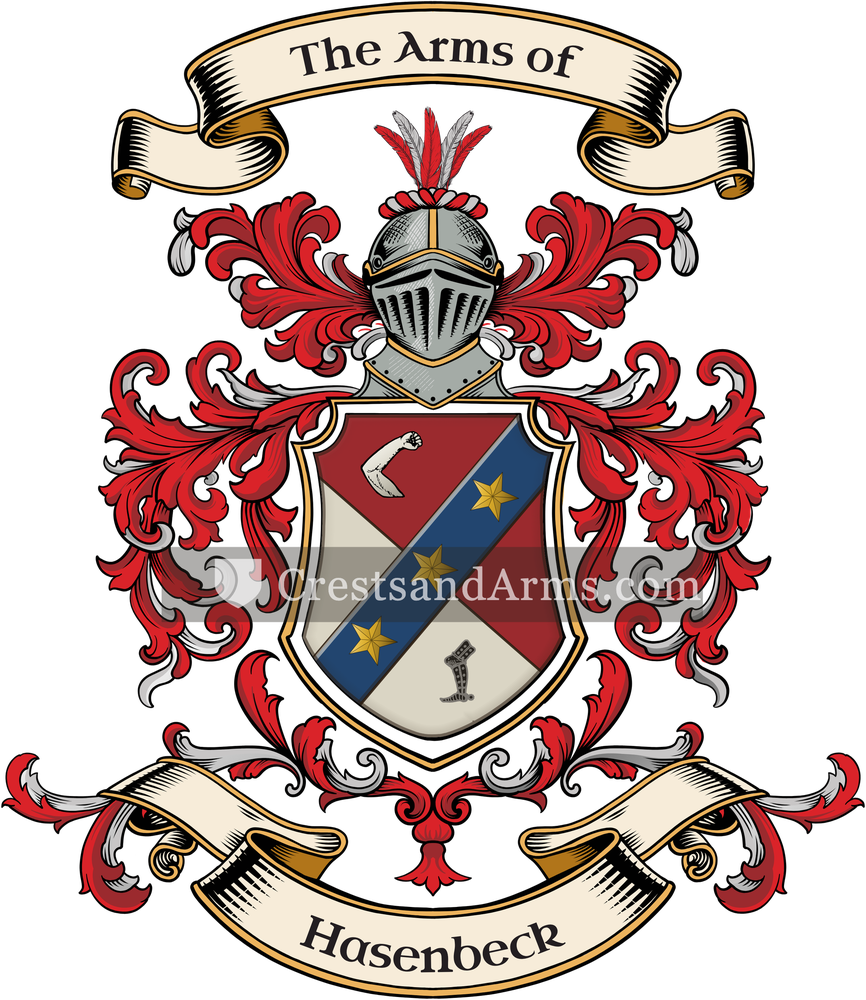 The Hasenbeck coat of arms, drawn from the recorded blazon