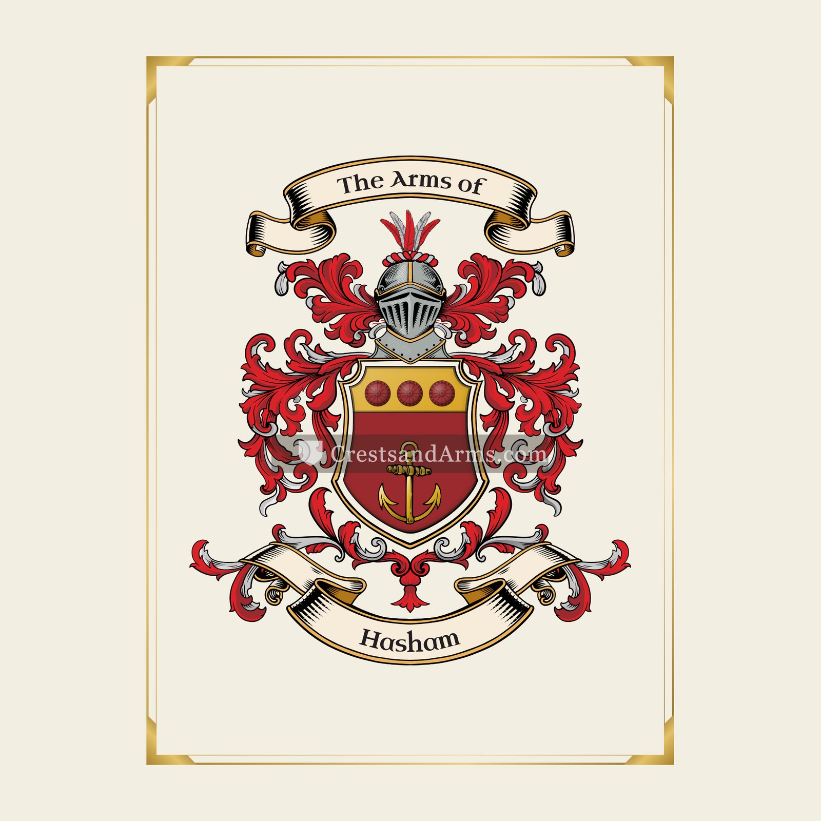 With gold border