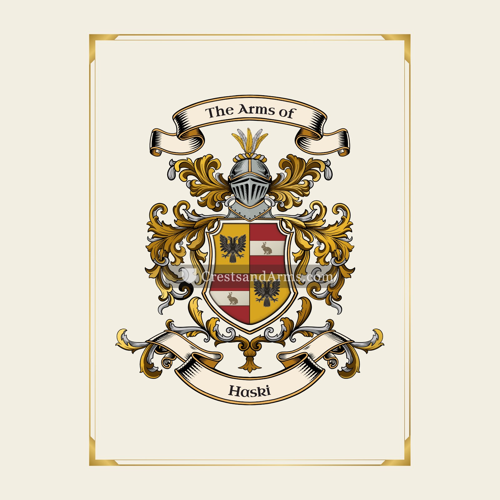 With gold border