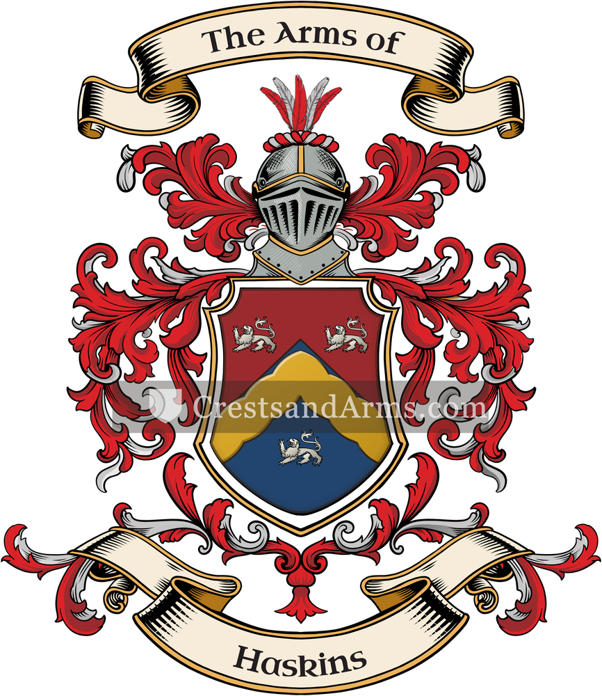 The Haskins coat of arms, drawn from the recorded blazon
