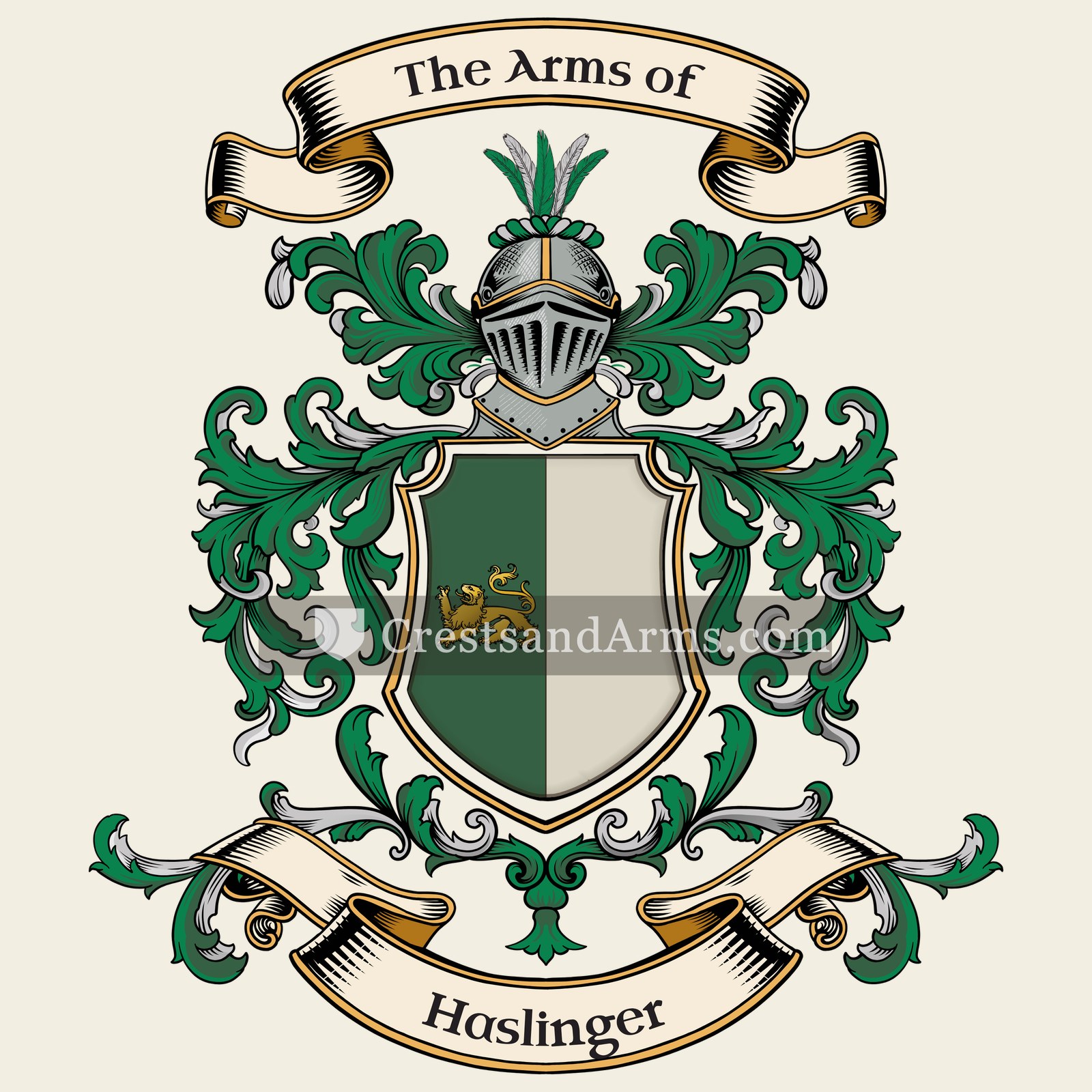 The Haslinger coat of arms, drawn from the recorded blazon