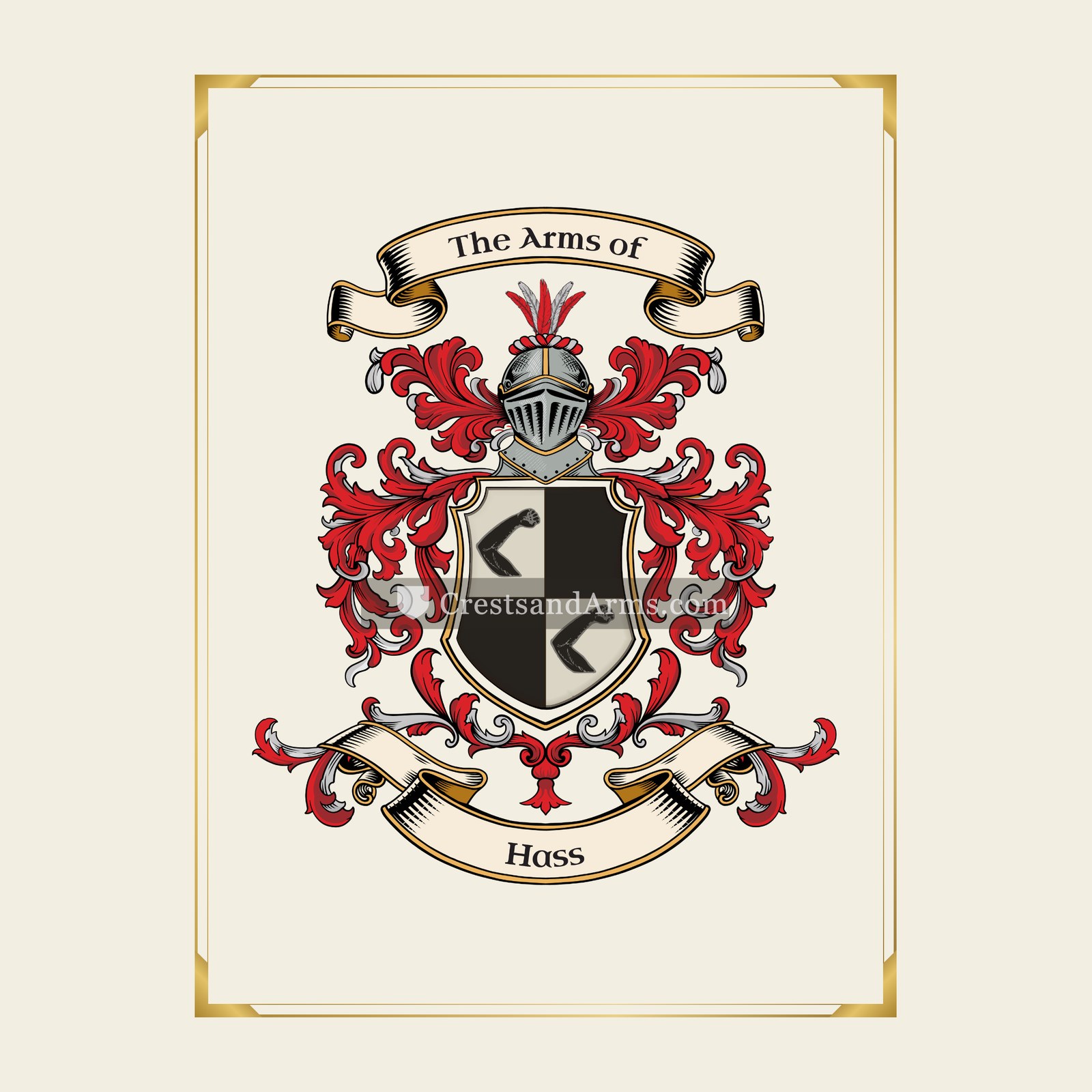 With gold border