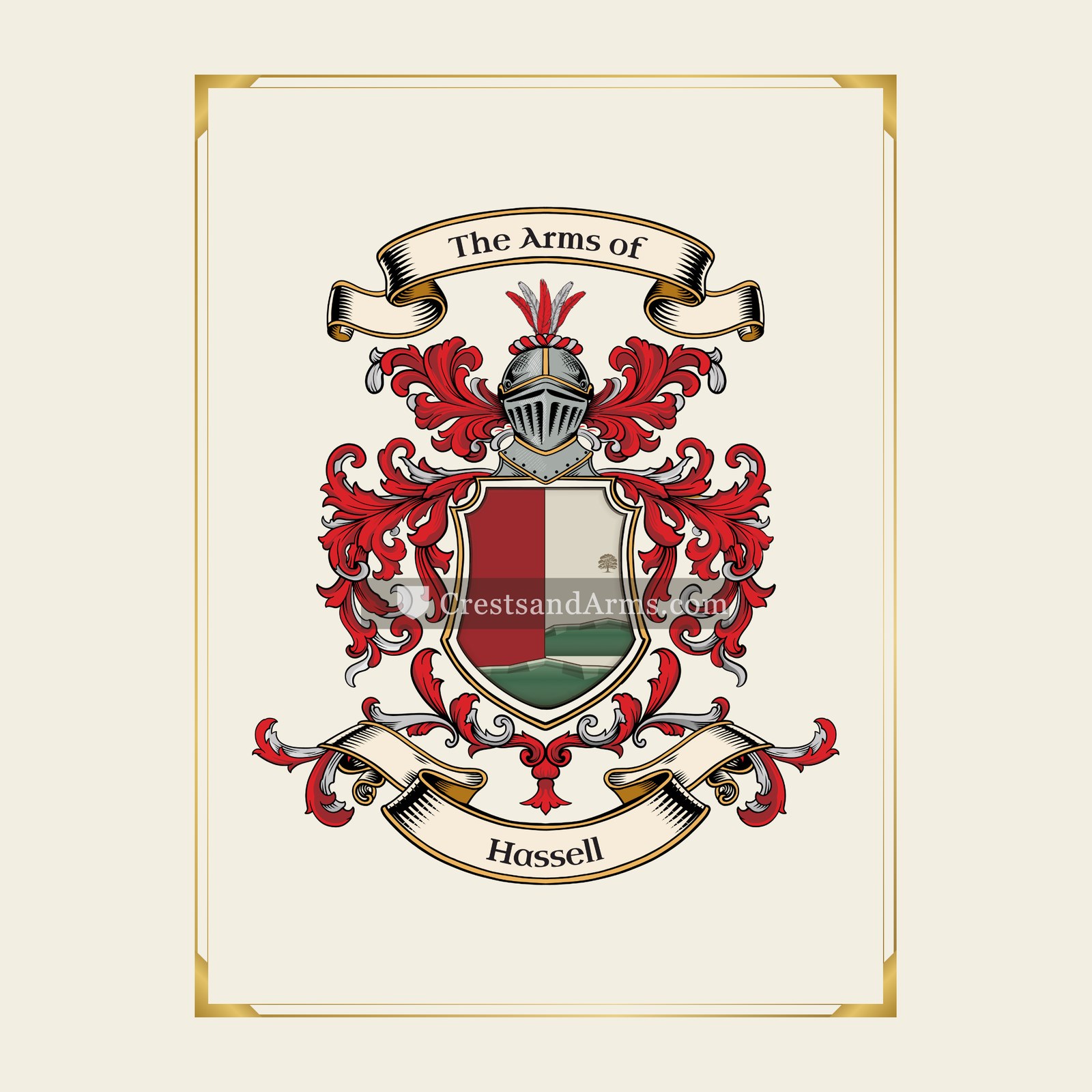 With gold border