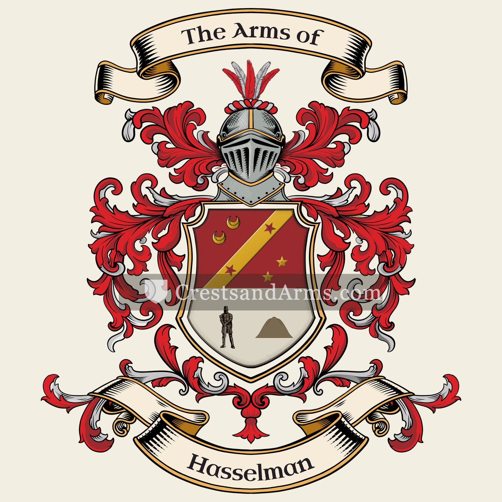 The Hasselman coat of arms, drawn from the recorded blazon