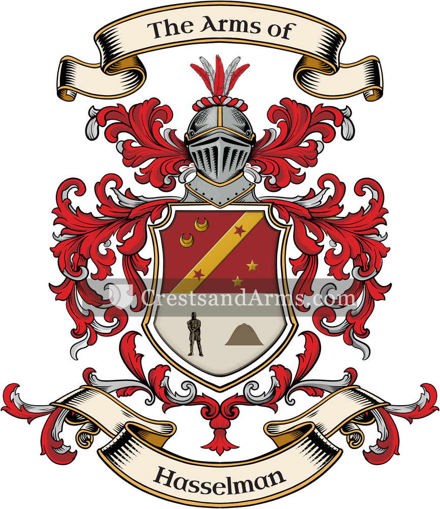 The Hasselman coat of arms, drawn from the recorded blazon