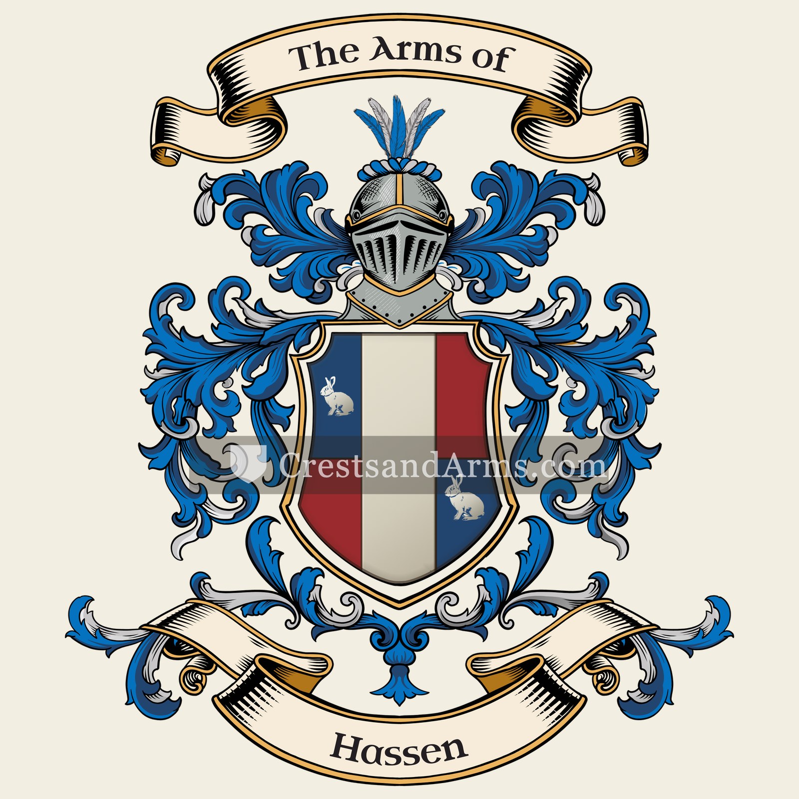 The Hassen coat of arms, drawn from the recorded blazon