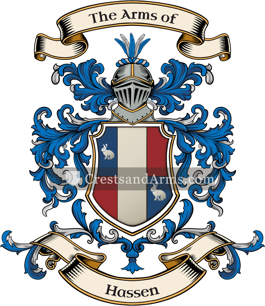 The Hassen coat of arms, drawn from the recorded blazon