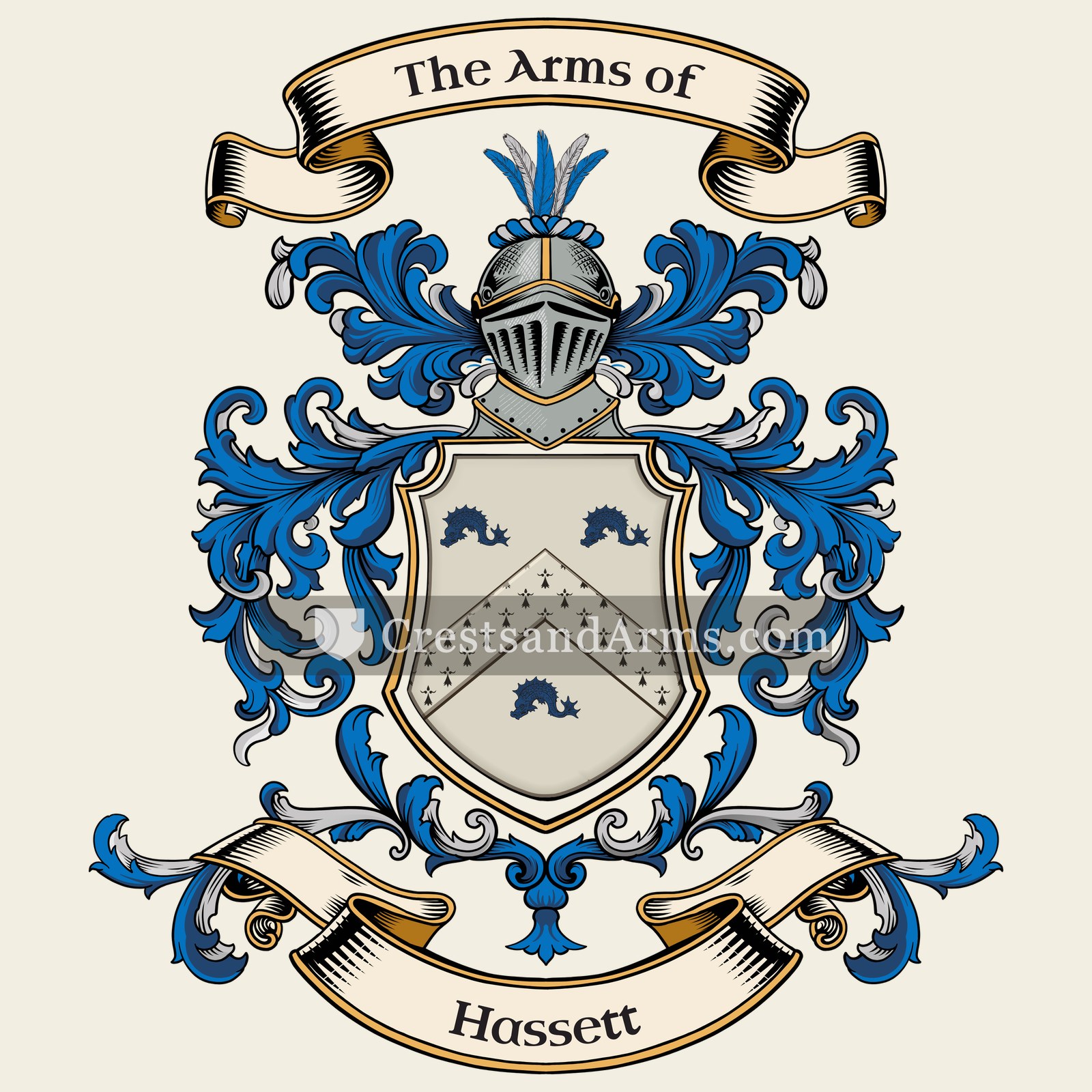 The Hassett coat of arms, drawn from the recorded blazon