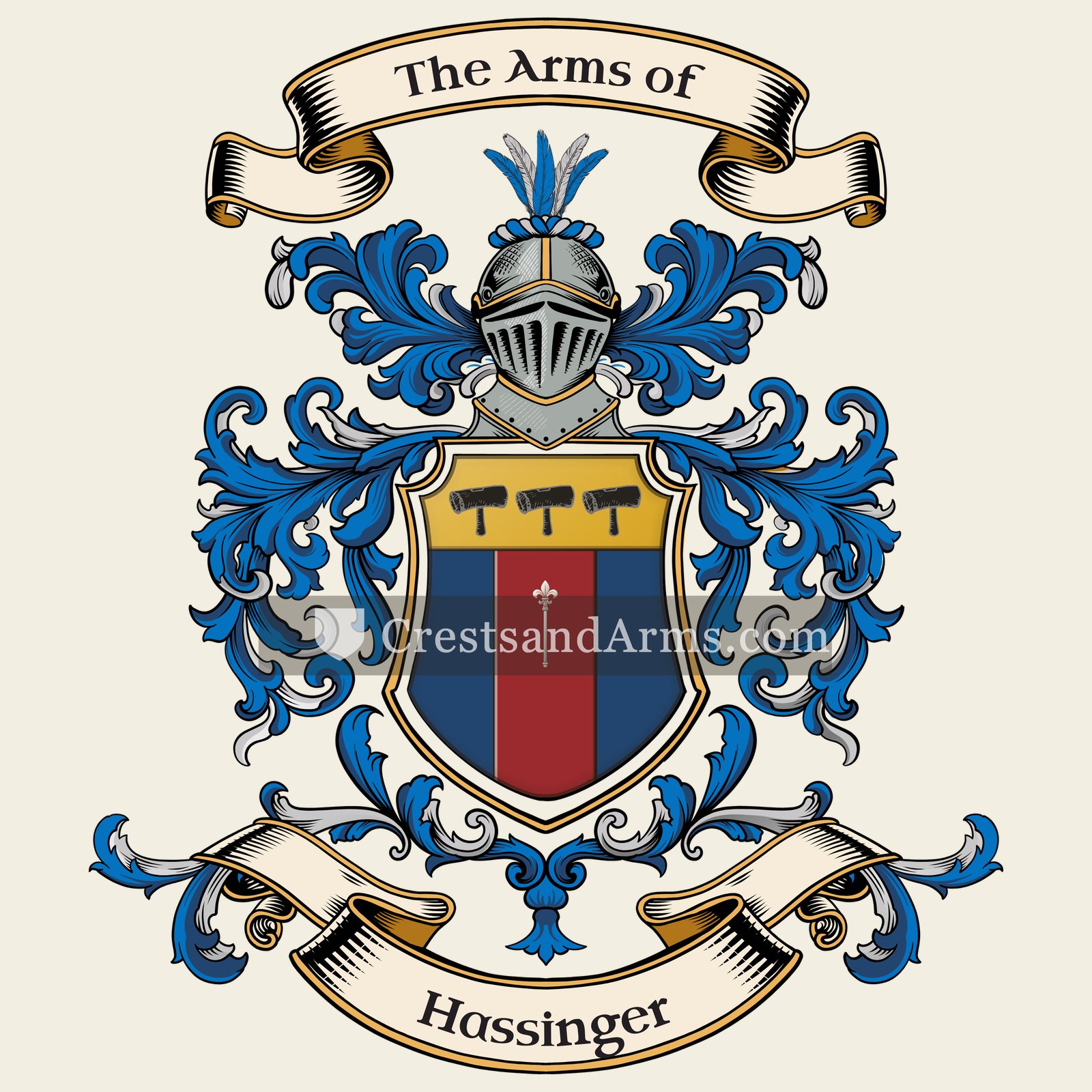 The Hassinger coat of arms, drawn from the recorded blazon