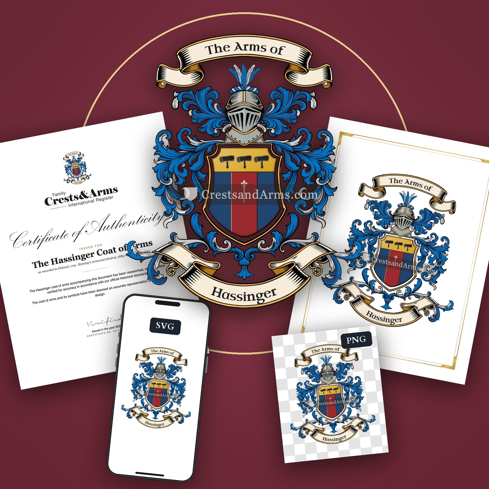 The Hassinger arms on the coat of arms — digital pack