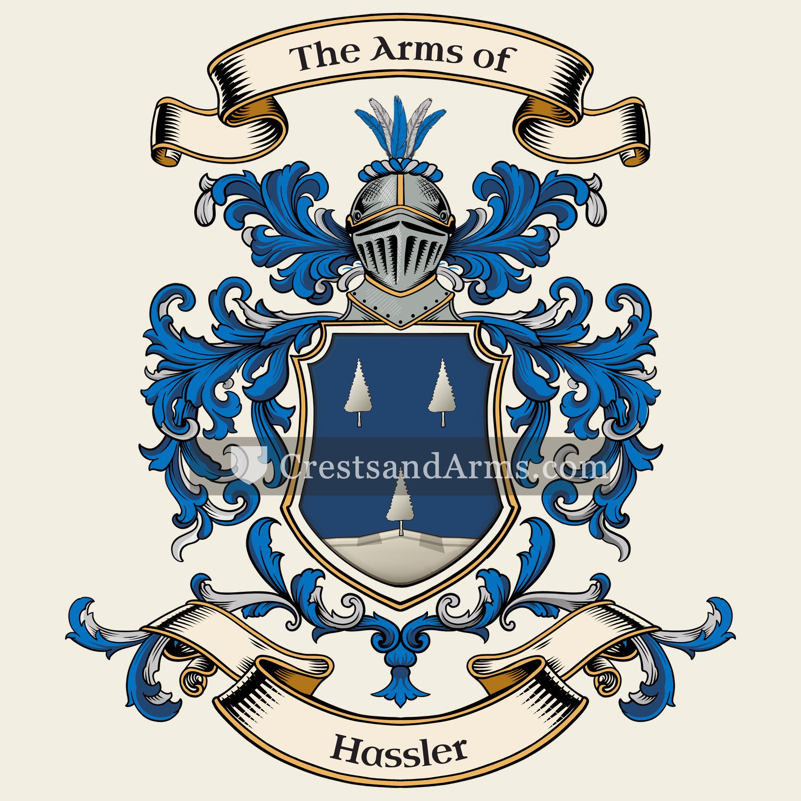 The Hassler coat of arms, drawn from the recorded blazon
